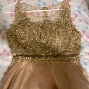 champagne prom dress